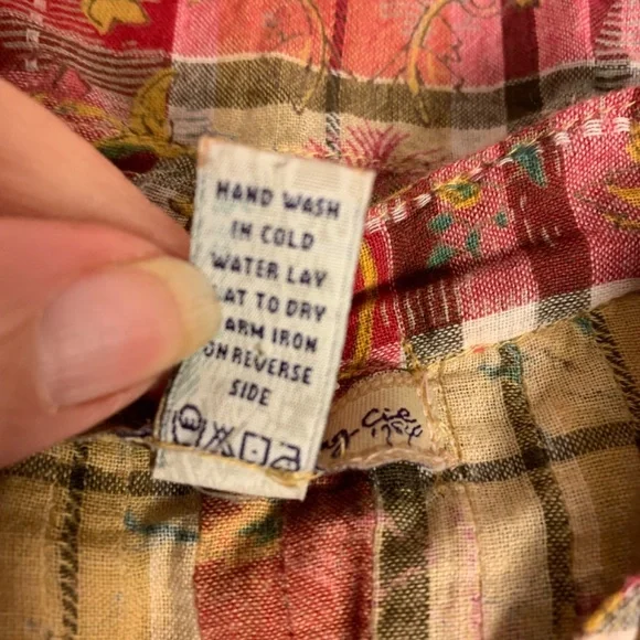 American Rag Womens Blouse Babydoll Plaid Boho Country Western Size M Festival - Picture 6 of 8